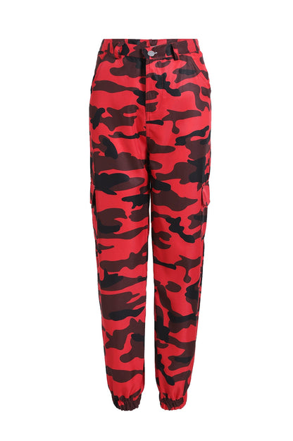 Pantalon cargo femme style camouflage Pratique Élastique
