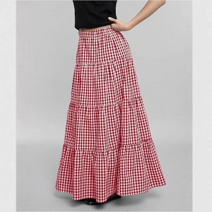 Jupe longue à carreaux élégante pour femme