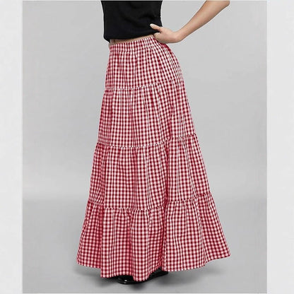 Jupe longue à carreaux élégante pour femme