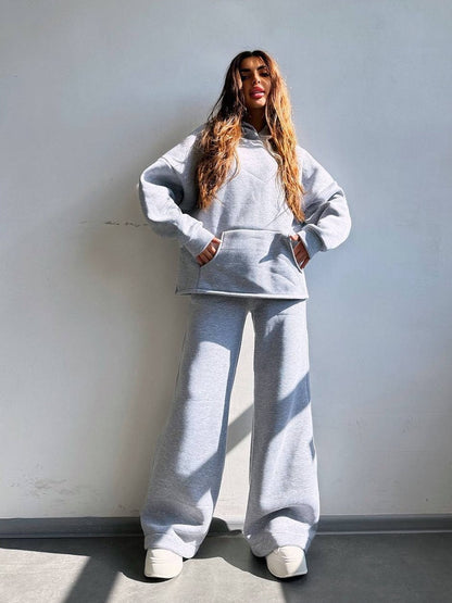 Ensemble Sweat à capuche oversize et jogging large femme