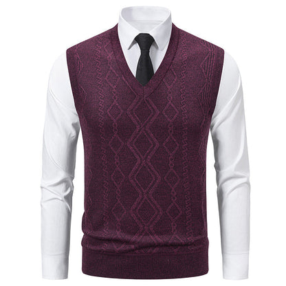Pull tricoté homme, col V, aspect texturé