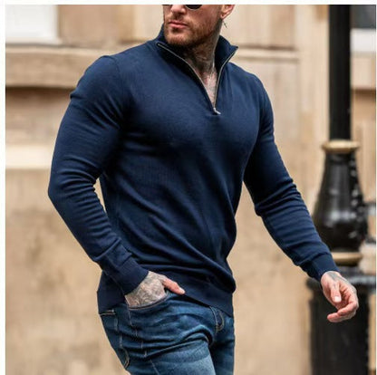 Modischer Herren Strickpullover Reißverschluss Kragen - IdealeKleiden