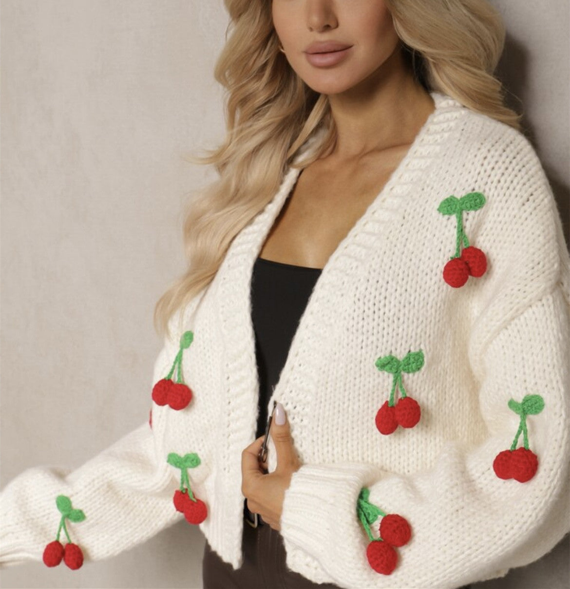 Cardigan en maille pour femme élégant décoratif