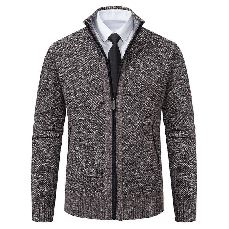 Cardigan Homme Élégant Col Montant Fermeture Éclair
