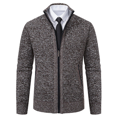 Cardigan Homme Élégant Col Montant Fermeture Éclair
