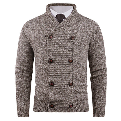 Gilet en maille moderne pour homme avec col châle et boutons