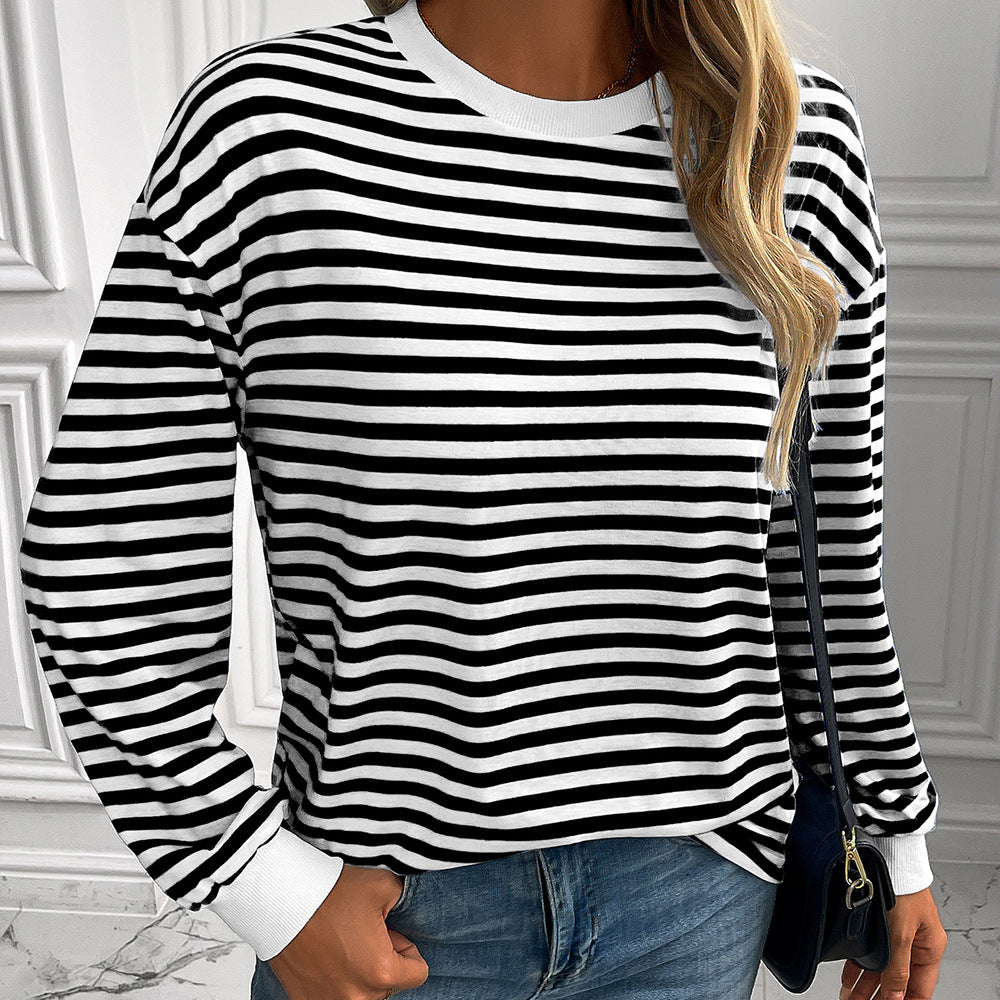 Pull Femme Rayures Longues Confortable Oversize