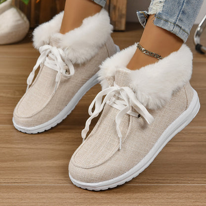 Damen Sneaker Bequem Plüschkragen Rutschfest - IdealeKleiden