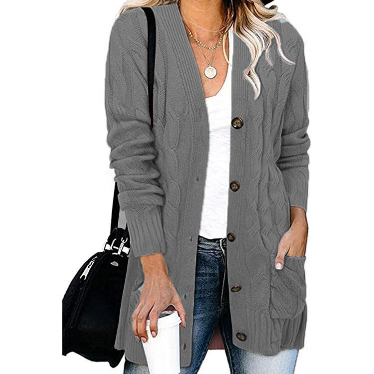 Gilet en tricot tressé avec poches