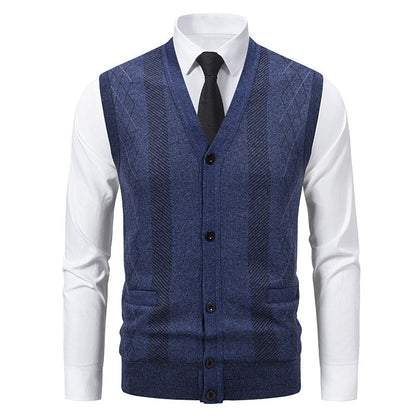 Cardigan homme col V classique torsadé