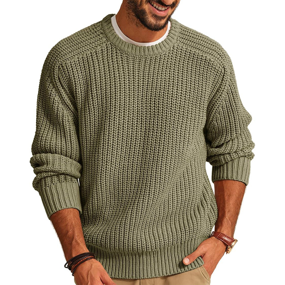 Pull-over homme grosse maille col rond décontracté élégant