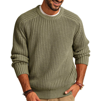 Pull-over homme grosse maille col rond décontracté élégant
