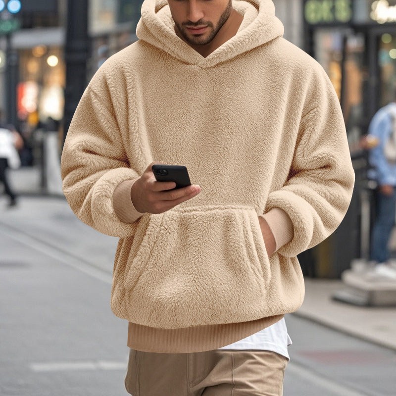Grand Hoodie en Polaire pour Hommes Confortable Moderne avec Poche Kangourou