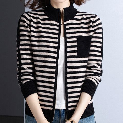 Gilet femme Col montant Fermeture éclair Veste d'extérieur élégante