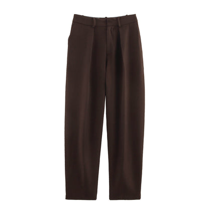 Pantalon de costume élégant et confortable pour femme, avec plis