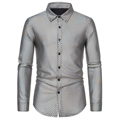 Chemise homme Motif nid d'abeille brillant Élégant