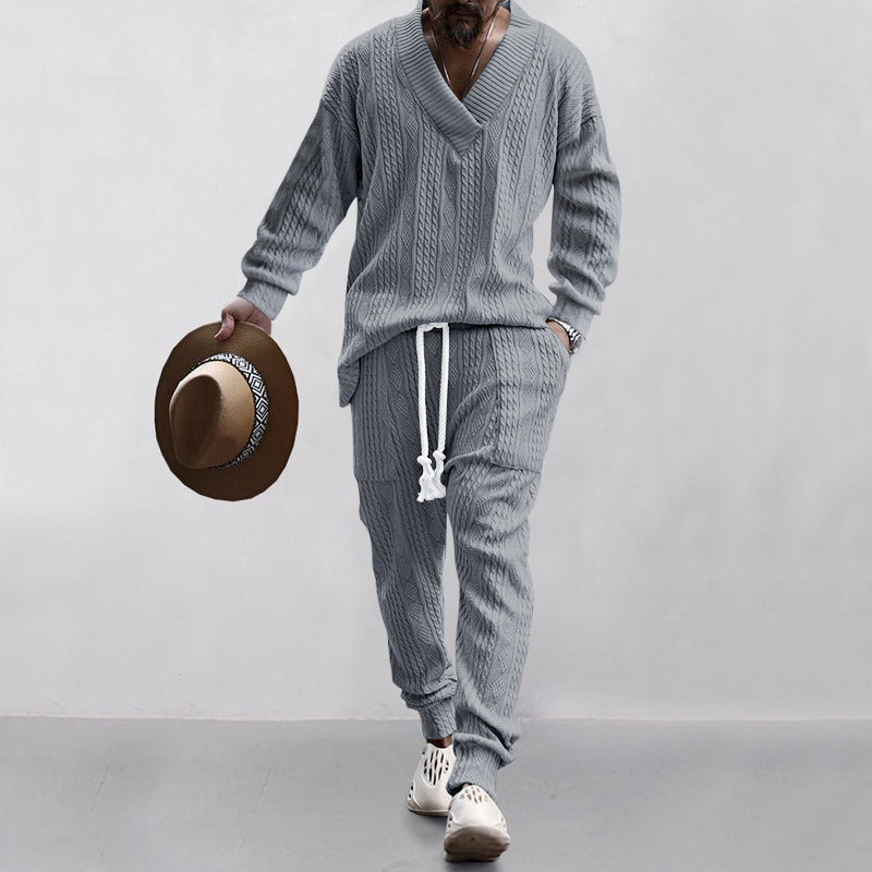 Pull en tricot pour homme Décontracté Col en V Élastique