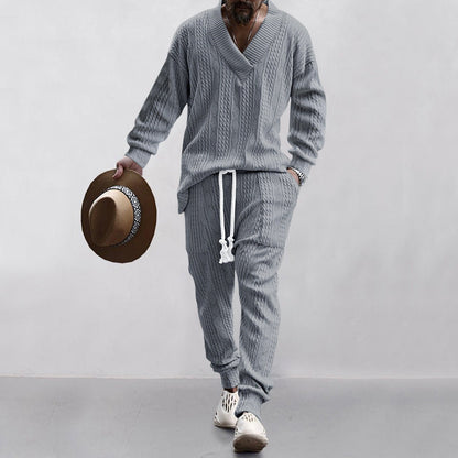 Pull en tricot pour homme Décontracté Col en V Élastique