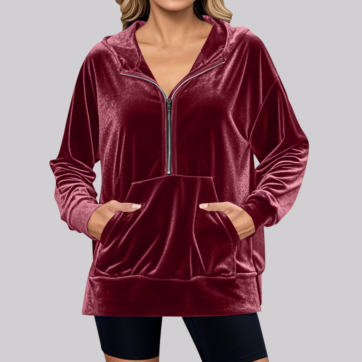 Sweat à capuche polaire douillet pour femme avec poches