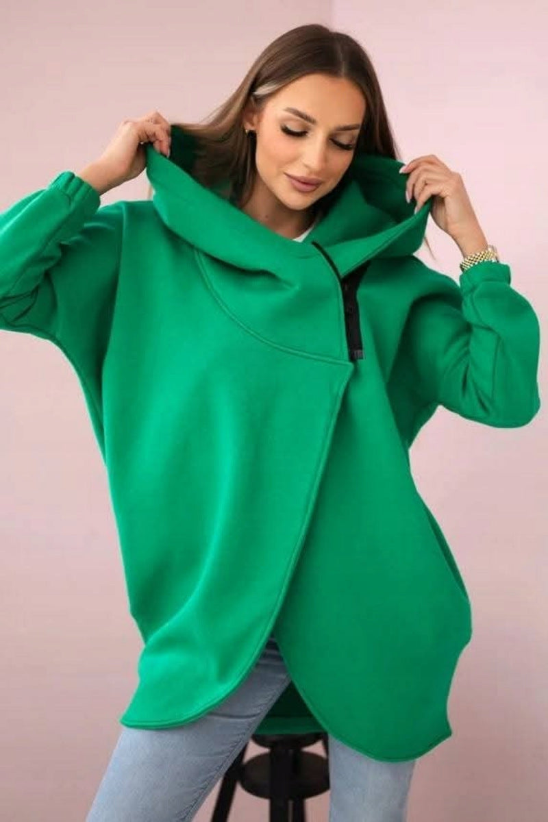 Veste sweat élégante Fermeture éclair asymétrique