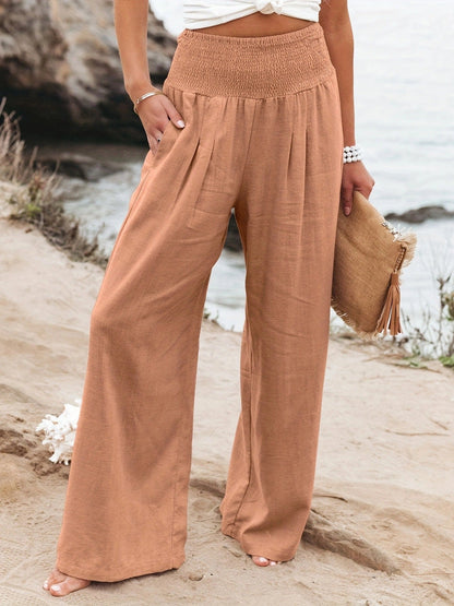 Pantalon ample en lin pour femme effet jupe-culotte