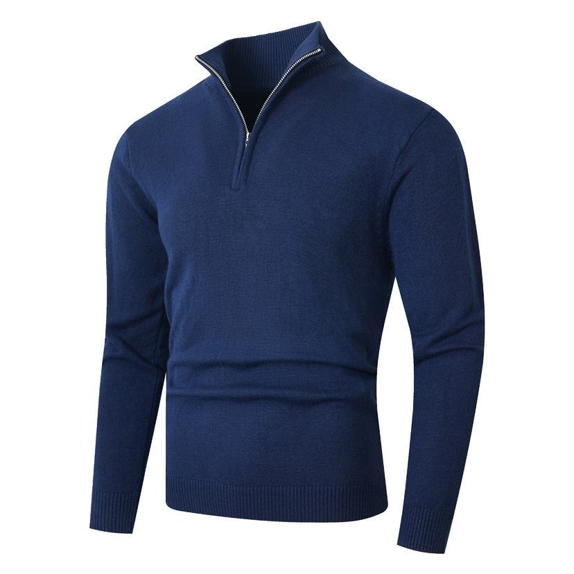Pull pour homme, moderne, à demi-fermeture éclair, tissu structuré