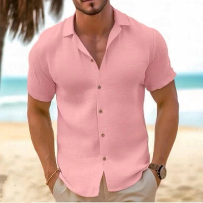 Chemise d'été homme à manches courtes structurée en coton