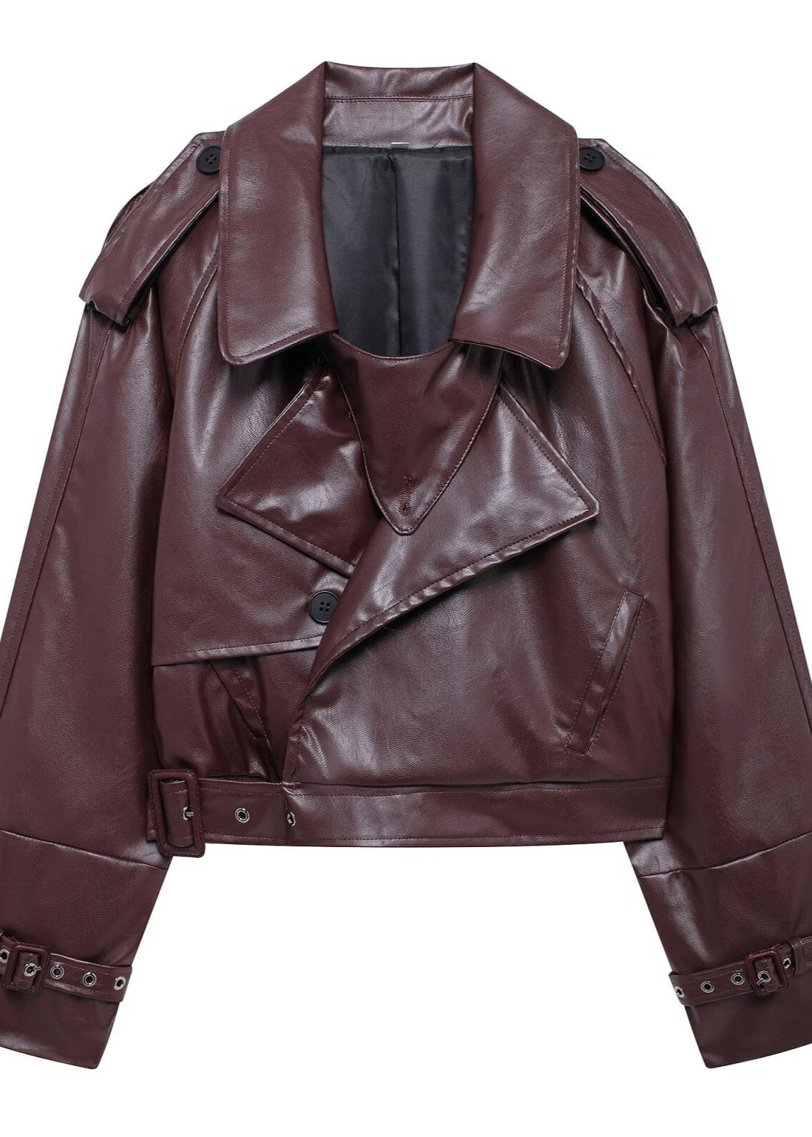 Blouson en cuir court style motard pour femme