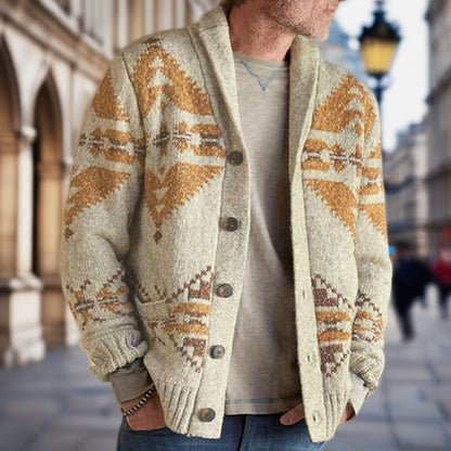 Cardigan Homme Motif Géométrique Doublure Douce