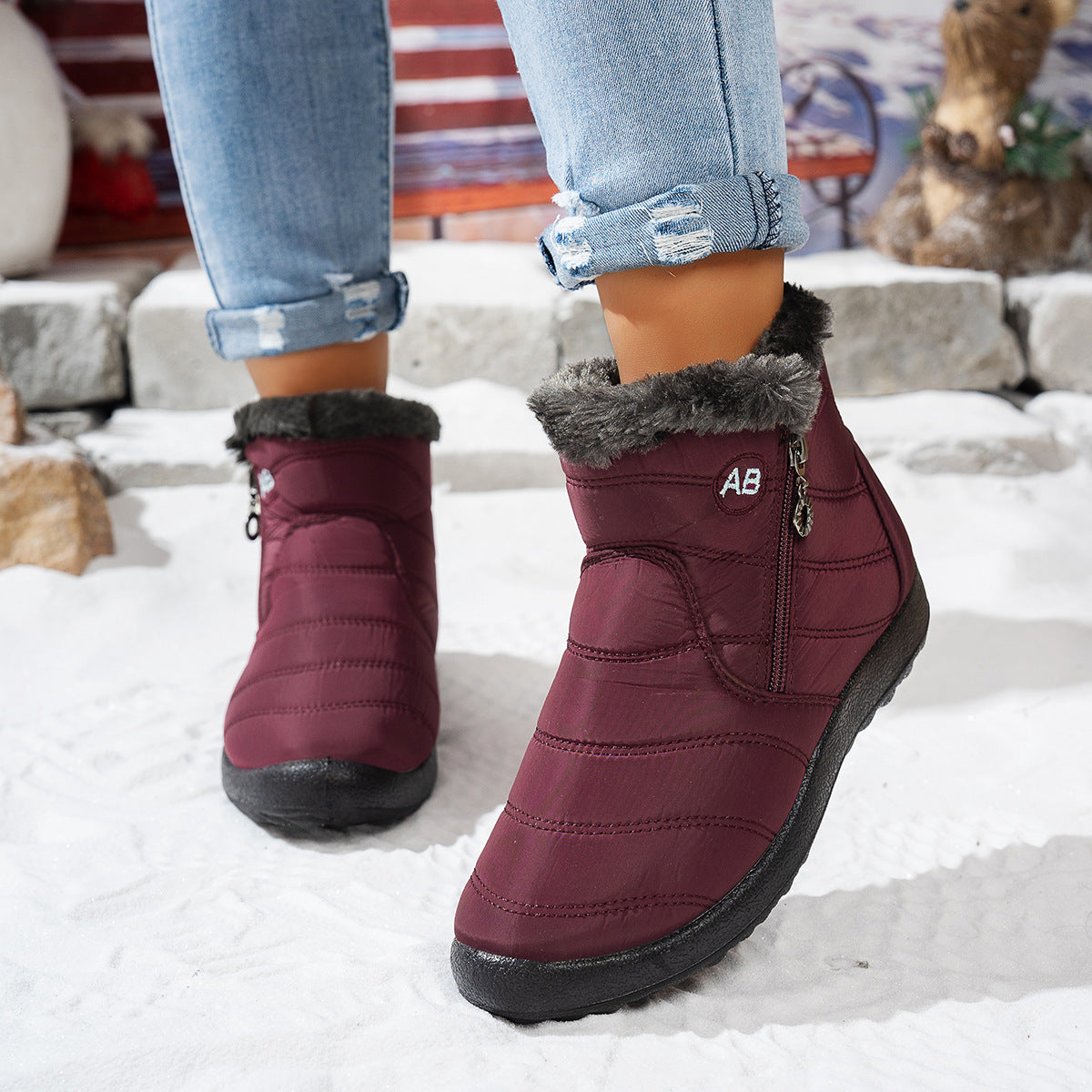 Bottes d'hiver pour femme Chaudes Pratiques Fermeture éclair