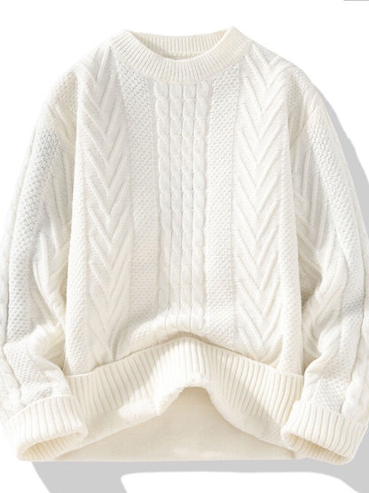 Pull Homme Maille Épaisse Décontracté Torsadée