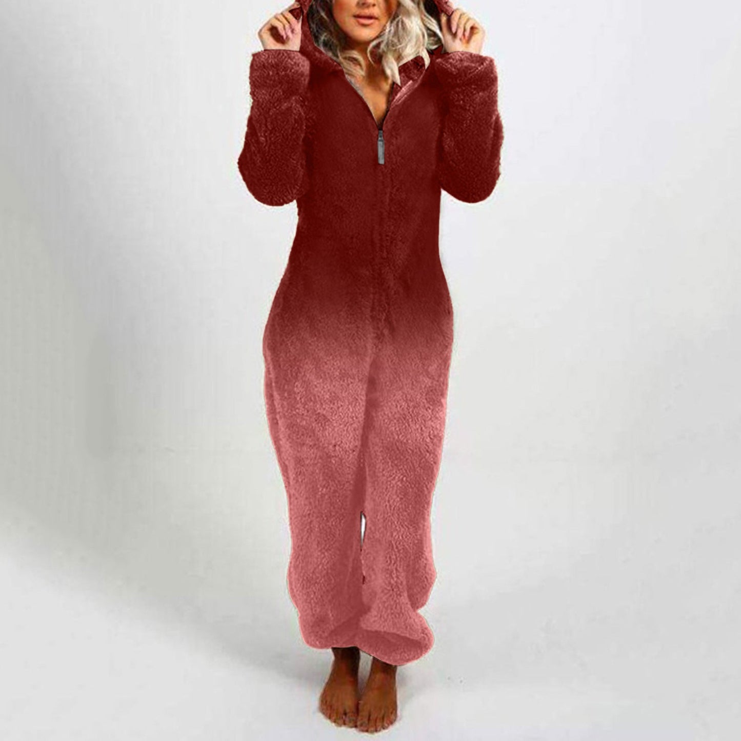 Combinaison polaire femme à capuche dégradé tendance