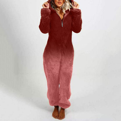 Combinaison polaire femme à capuche dégradé tendance