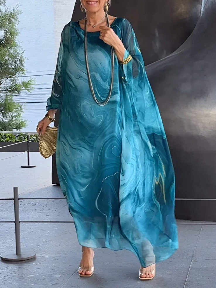 Robe caftan ample à motif floral