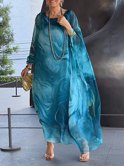 Robe caftan ample à motif floral