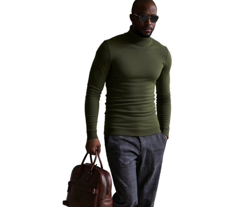 Pull col roulé homme, finement structuré, design élégant