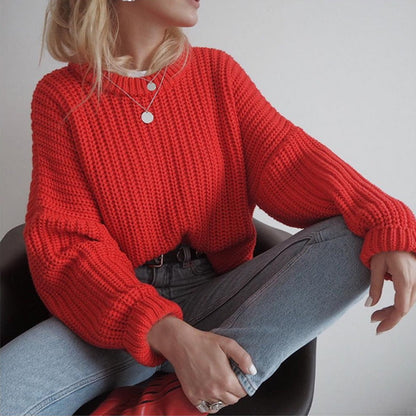 Pull en maille décontracté et volumineux pour femme