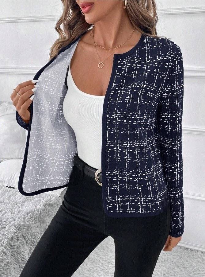 Veste blazer femme élégante avec rayures contrastées