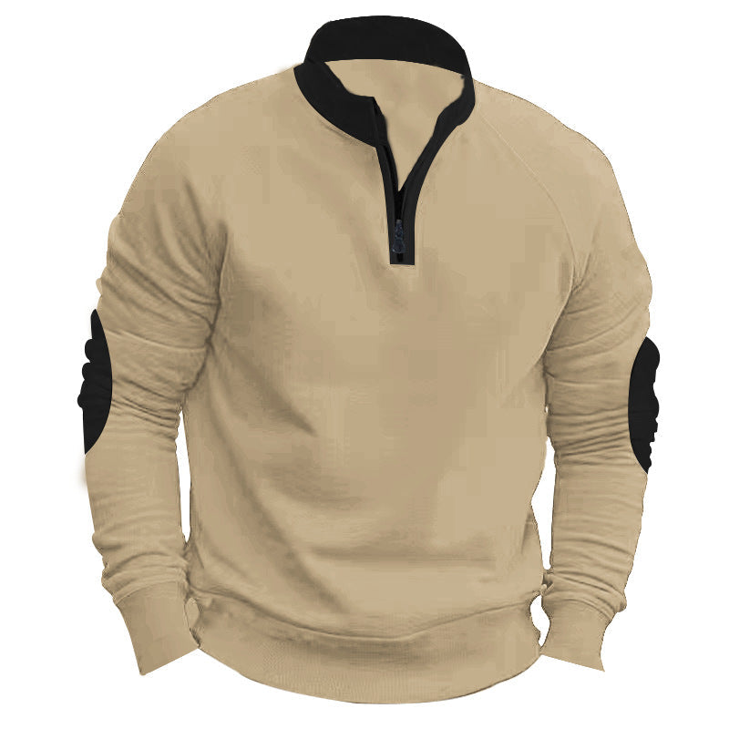 Pull de sport pour homme avec quart de zip, manches contrastées, moderne