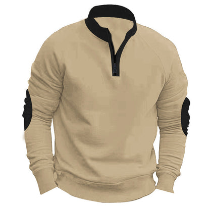 Pull de sport pour homme avec quart de zip, manches contrastées, moderne