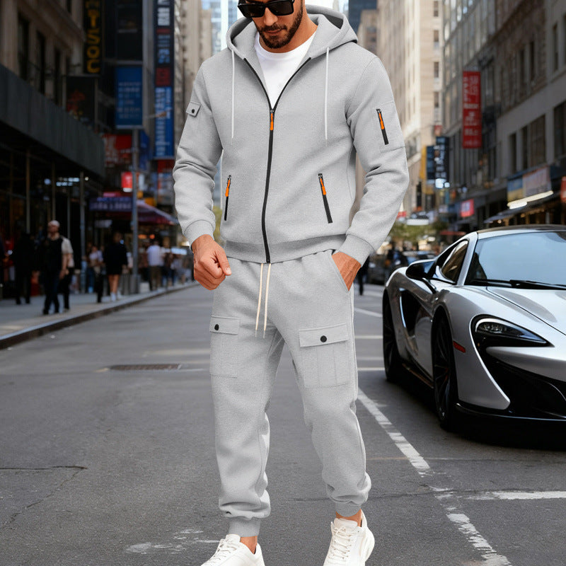 Survêtement de jogging pour homme, sportif, à capuche, avec poches