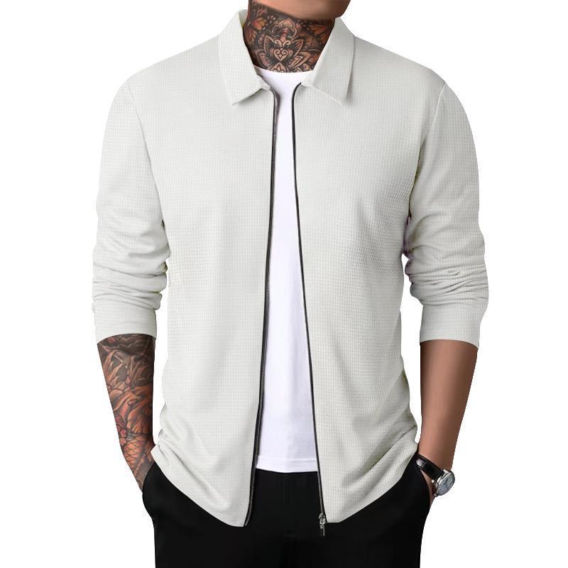 Veste d'extérieur pour homme, fermeture éclair, motif texturé