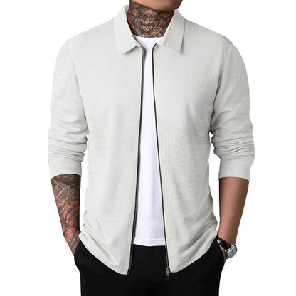 Veste d'extérieur pour homme, fermeture éclair, motif texturé