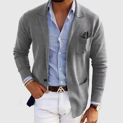 Herren Strickblazer Elegant Mit Praktischen Taschen - IdealeKleiden