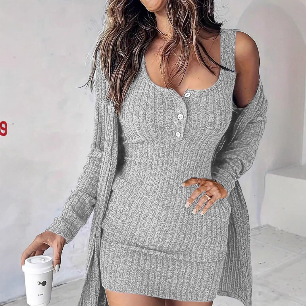 Robe pull élégante pour femme avec boutons