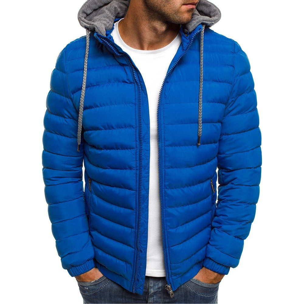 Doudoune matelassée légère pour homme avec capuche et col montant