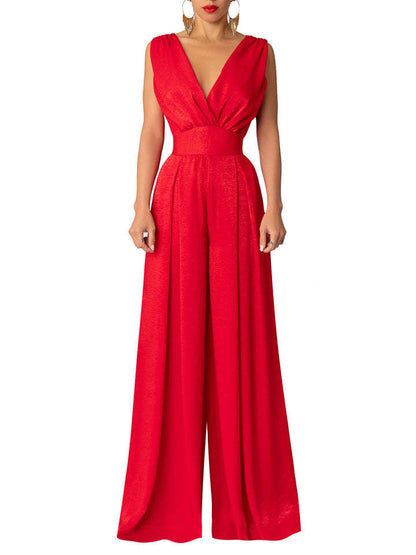 Combinaison élégante Femme Col V Large Jambe