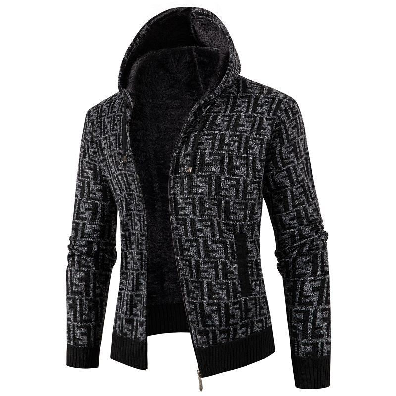 Cardigan torsadé doux pour hommes avec doublure