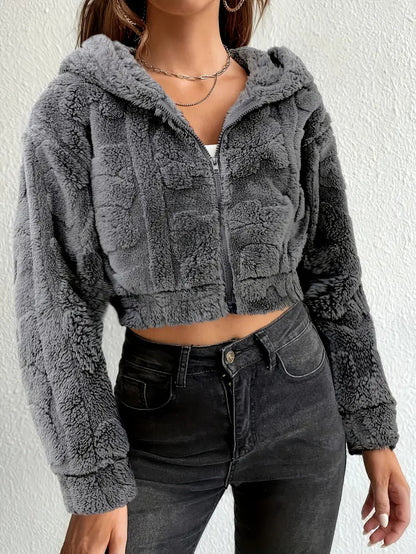 Veste polaire femme chaude capuche zip