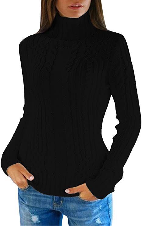 Pull tricoté à col montant tressé élégant pour femme